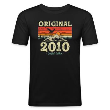 Geburtstagsgeschenk 2010 13/14 Jahre - Männer Slim Fit T-Shirt - Schwarz - Vorne - Nik (191cm)