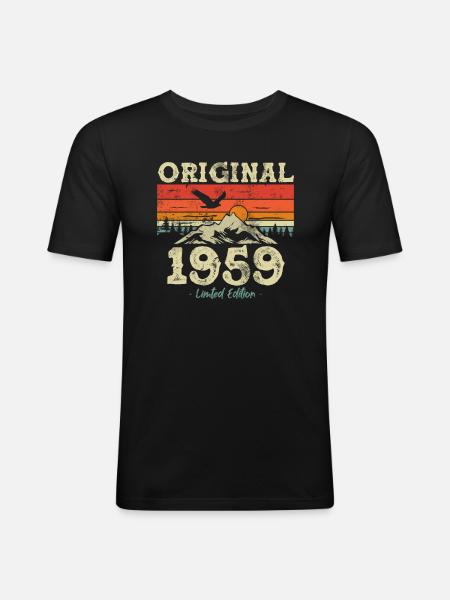 Retro Geschenk 1959 - Männer Slim Fit T-Shirt - Schwarz