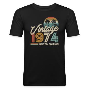 Gift 49/50 Years Vintage 1974 - Men's Slim Fit T-Shirt - black - Front - Nik (191cm)