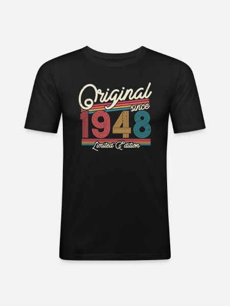 Gift 75/76th birthday 1948 - Men's Slim Fit T-Shirt - black