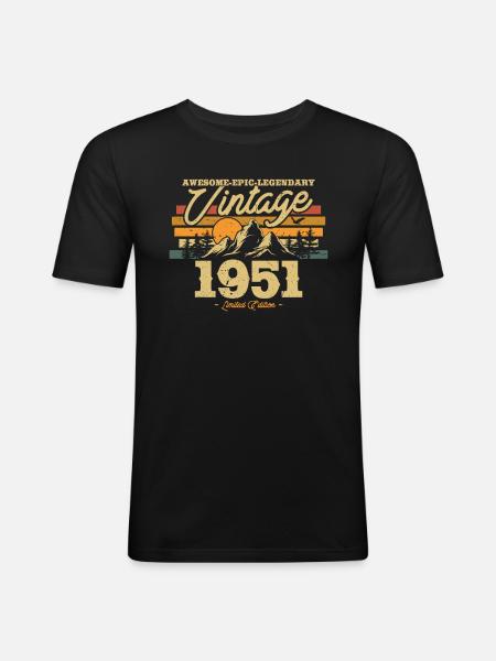 1951 Nostalgia Birthday Present - Men's Slim Fit T-Shirt - black