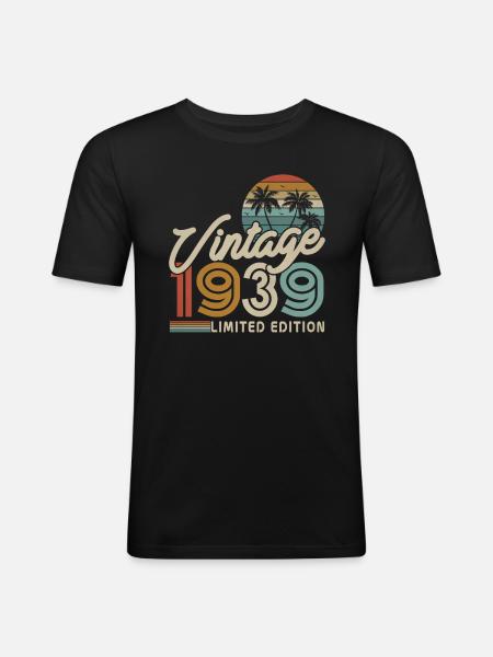 Cadeau Millésime 1939 - T-shirt près du corps Homme - noir