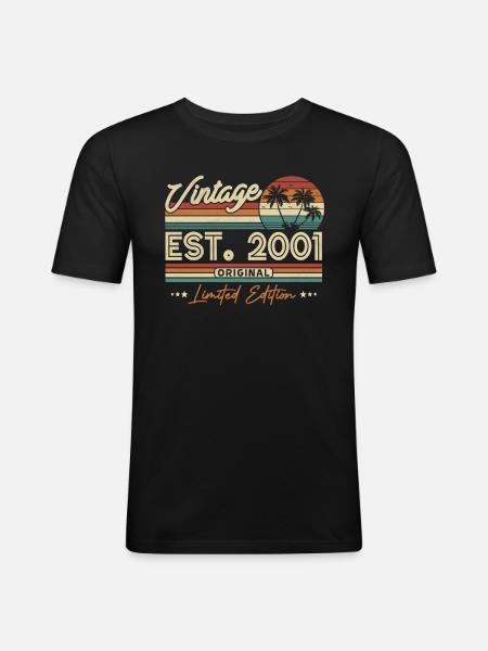 Jahrgangsgeschenk 2001 - Männer Slim Fit T-Shirt - Schwarz