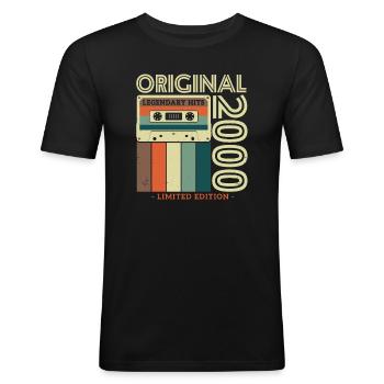 2000s Retro Vintage Shirt - Men's Slim Fit T-Shirt - black - Front - Nik (191cm)