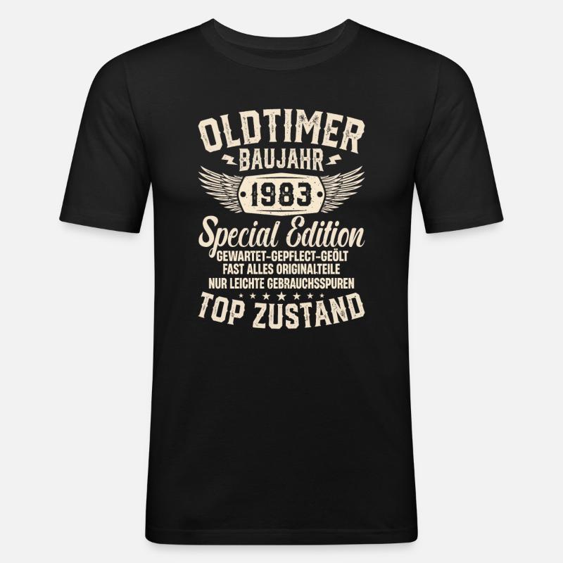 Retro Schatz von '83 - Männer Slim Fit T-Shirt - Schwarz
