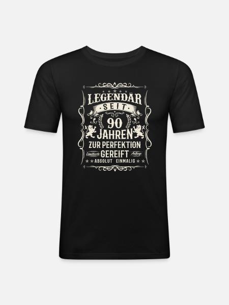 Legendäre 90 Jahre - Männer Slim Fit T-Shirt - Schwarz
