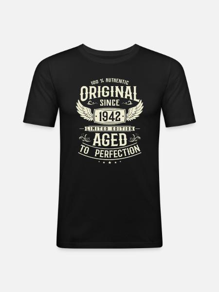 1942 Jahrgangsgeschenk - Männer Slim Fit T-Shirt - Schwarz
