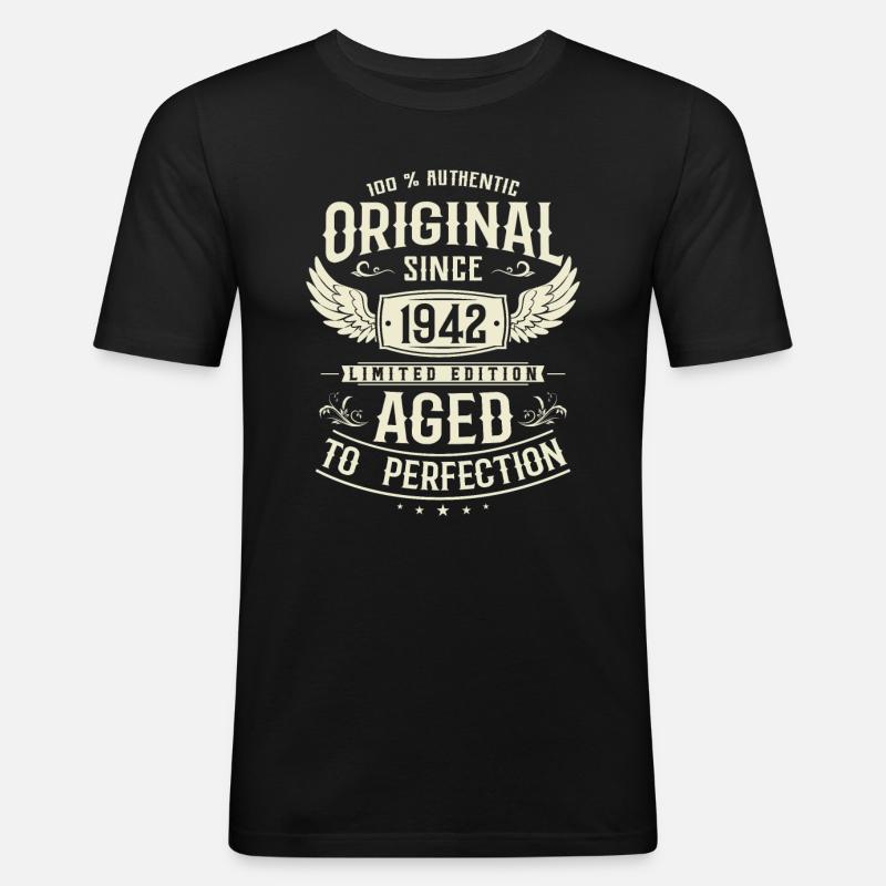 1942 Jahrgangsgeschenk - Männer Slim Fit T-Shirt - Schwarz