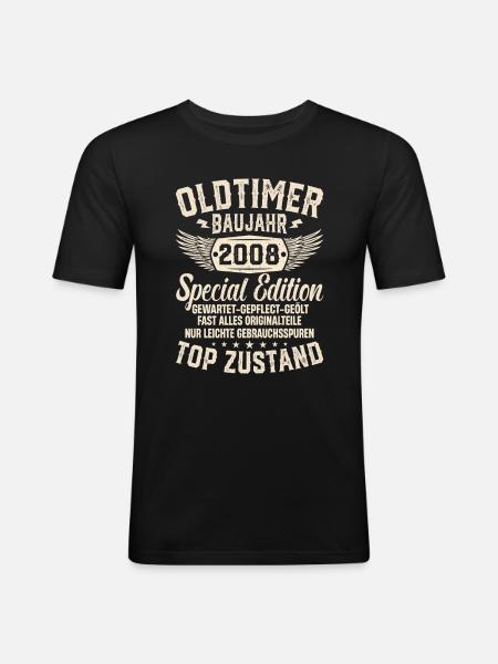 Retro Geschenk 2008er Oldtimer - Männer Slim Fit T-Shirt - Schwarz