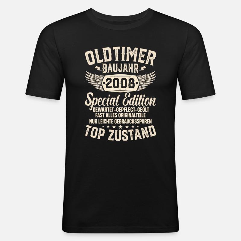 Retro Geschenk 2008er Oldtimer - Männer Slim Fit T-Shirt - Schwarz
