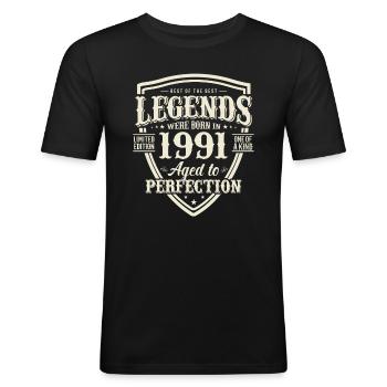 Legendäres Geburtsjahr 1991 - Männer Slim Fit T-Shirt - Schwarz - Vorne - Nik (191cm)