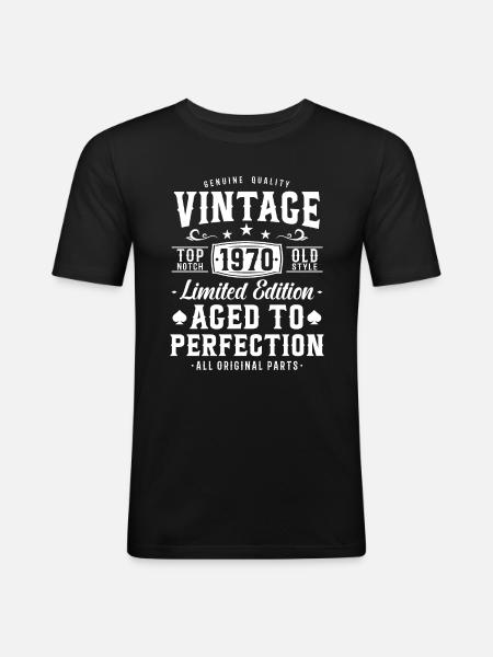 Retro 1970s Birthday Gift - Men's Slim Fit T-Shirt - black