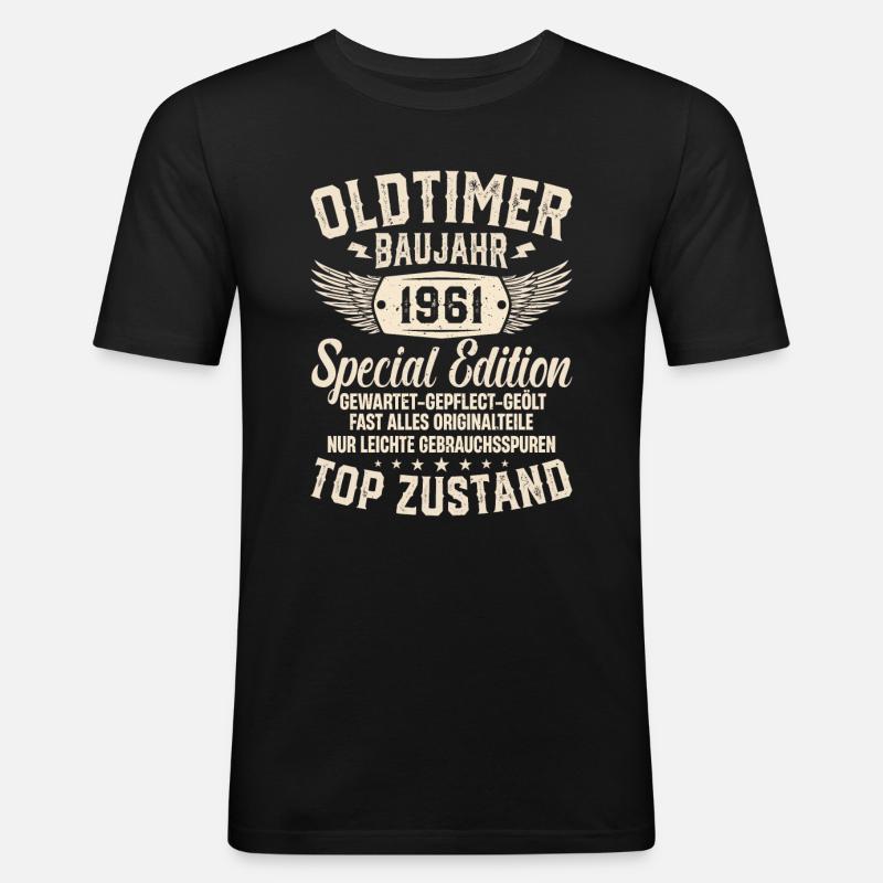 Nostalgisches Geschenk '61er Oldtimer - Männer Slim Fit T-Shirt - Schwarz