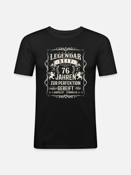 76 Jahre Legendenstatus - Männer Slim Fit T-Shirt - Schwarz