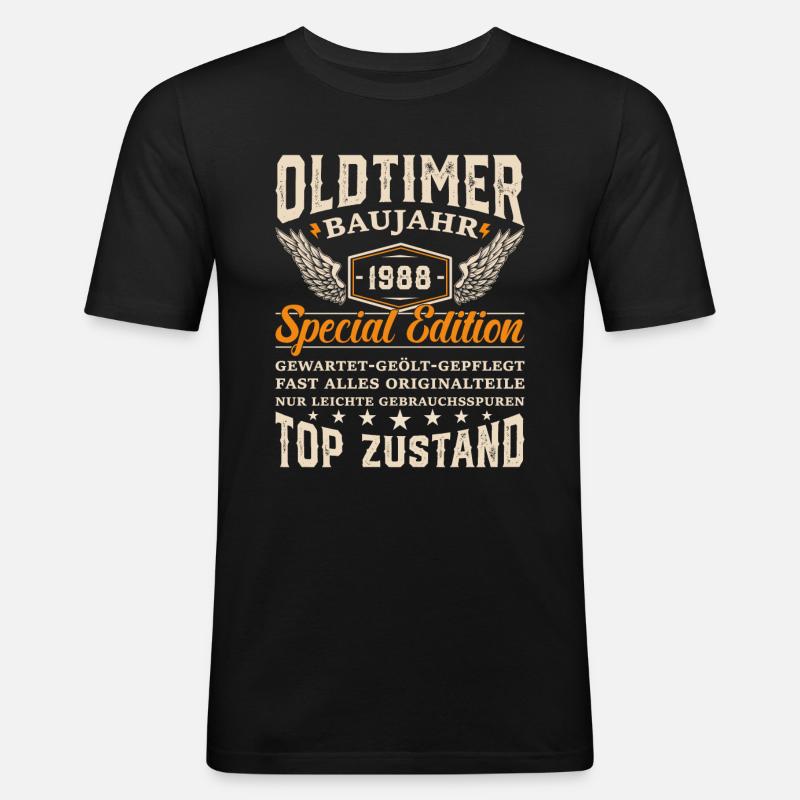 1988 Oldtimer Geschenk - Männer Slim Fit T-Shirt - Schwarz