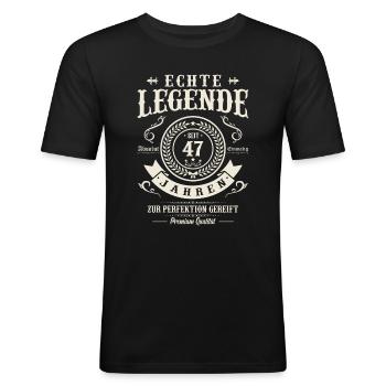 Legendärer 47. Geburtstag - Männer Slim Fit T-Shirt - Schwarz - Vorne - Nik (191cm)