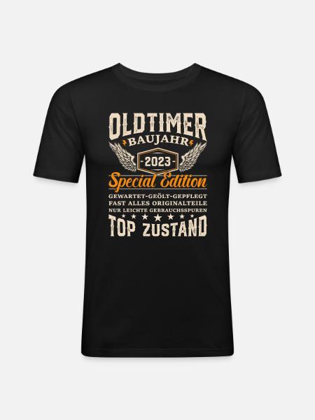 Retro Geschenkidee '23 - Männer Slim Fit T-Shirt - Schwarz