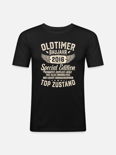 2016 Oldtimer Geschenk - Männer Slim Fit T-Shirt - Schwarz