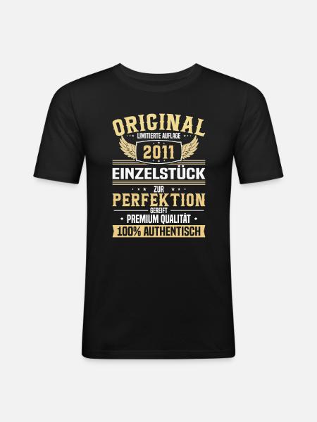 Einzigartiges 2011er Geschenk - Männer Slim Fit T-Shirt - Schwarz