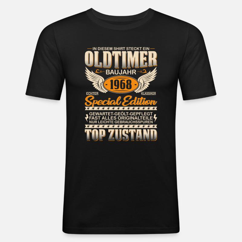 1968er Oldtimer-Geschenke - Männer Slim Fit T-Shirt - Schwarz