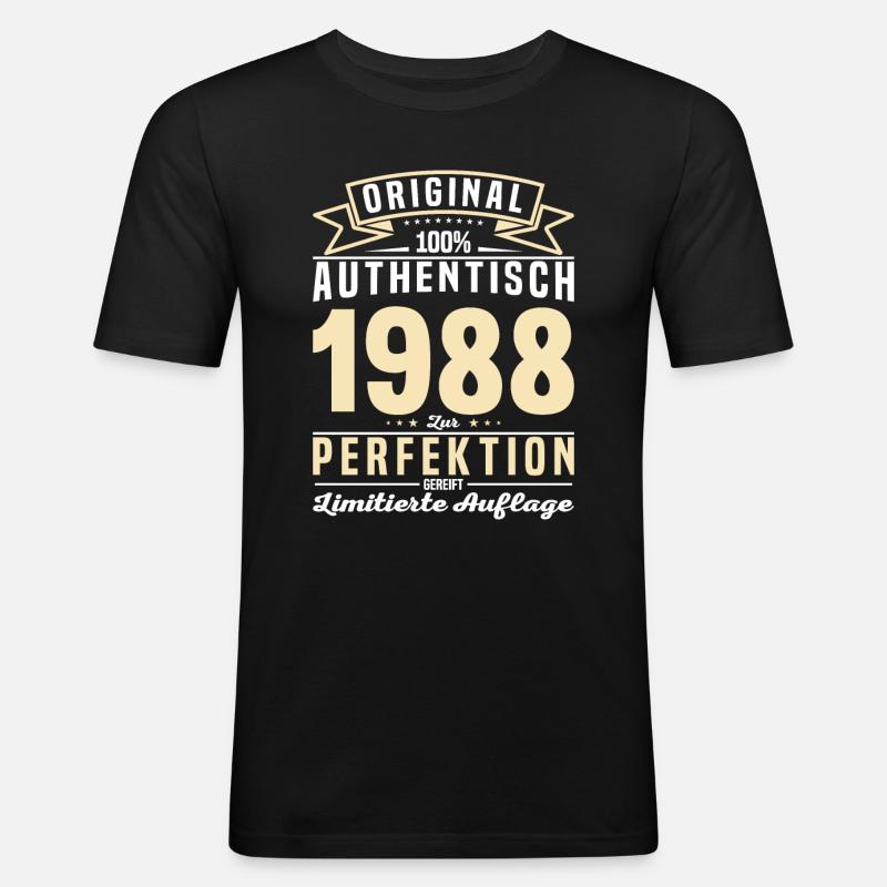 Authentisch seit 1988 - Männer Slim Fit T-Shirt - Schwarz