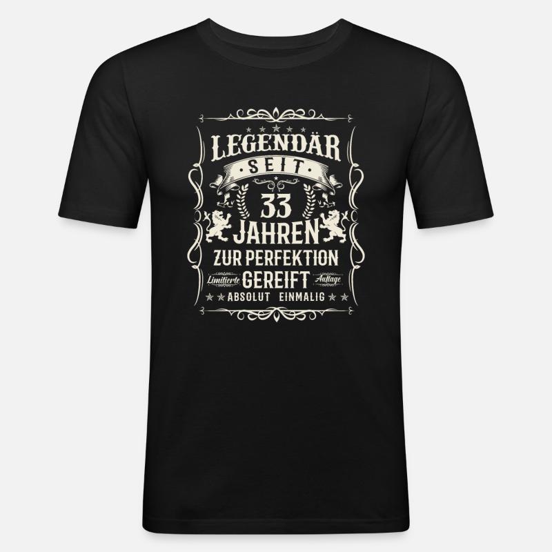 Perfektion seit 33 Jahren - Männer Slim Fit T-Shirt - Schwarz