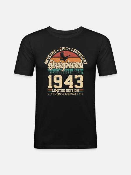 1943 Birthday - Men's Slim Fit T-Shirt - black