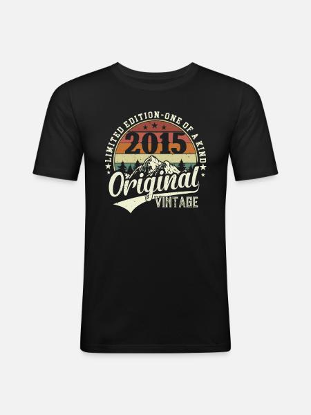 Elegantes 2015 Jubiläumsshirt - Männer Slim Fit T-Shirt - Schwarz