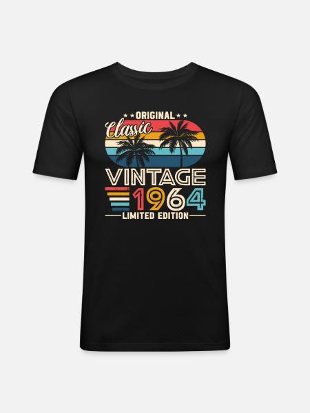 1964: Timeless Elegance - Men's Slim Fit T-Shirt - black