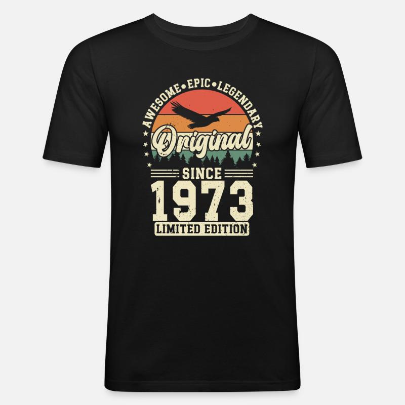 Legendäres Jubiläum 1973 - Männer Slim Fit T-Shirt - Schwarz