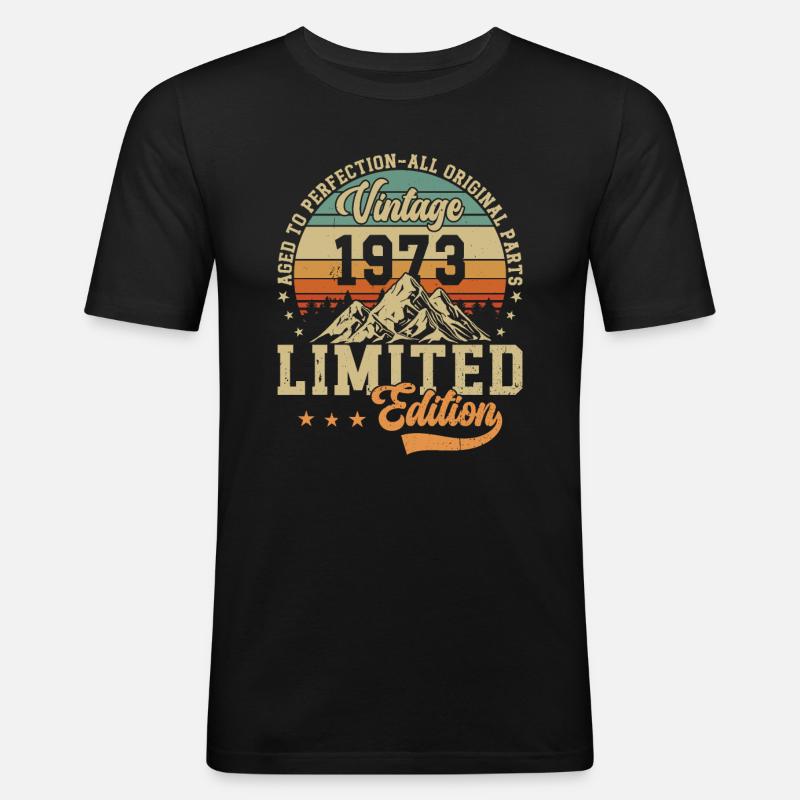 Legendäres 1973 Jubiläum - Männer Slim Fit T-Shirt - Schwarz