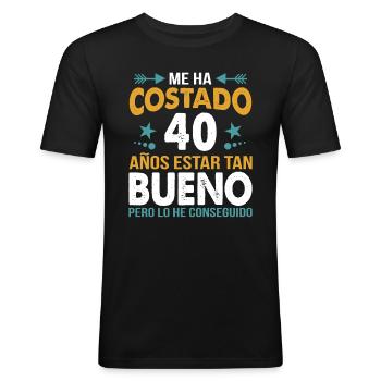Célébration du 40e anniversaire Vintage - T-shirt près du corps Homme - noir - Devant - Nik (191cm)