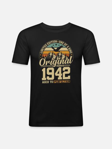 Birthday Joy '42 - Men's Slim Fit T-Shirt - black