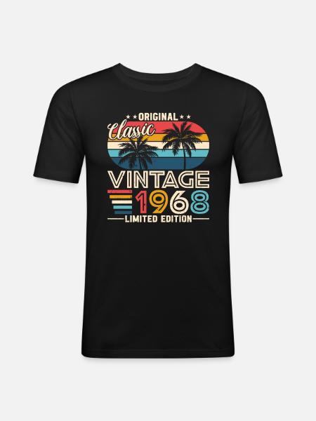 Millésime 1968 Anniversaire - T-shirt près du corps Homme - noir