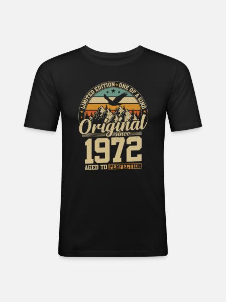 Millésime doré 1972 - T-shirt près du corps Homme - noir