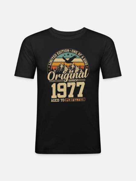 Birthday Joy 1977 - Men's Slim Fit T-Shirt - black