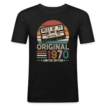 Legendary Vintage 1970s Birthday Shirt - Men's Slim Fit T-Shirt - black - Front - Nik (191cm)