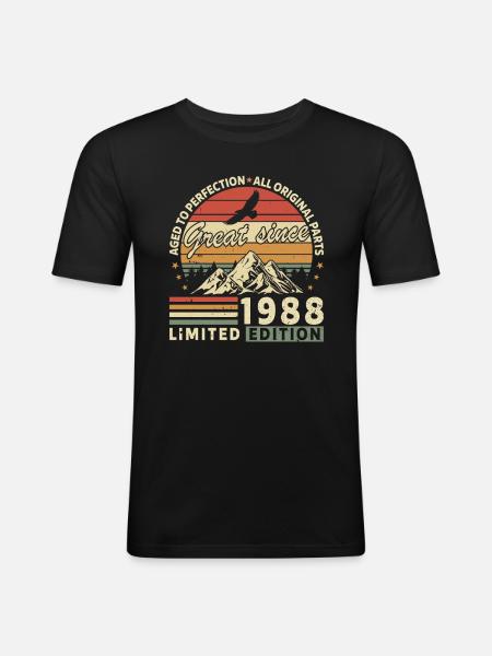 Millésime 1988 Légendes - T-shirt près du corps Homme - noir
