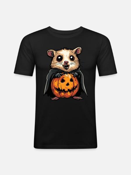 Hamster Halloween Funny Zombie - Men's Slim Fit T-Shirt - black