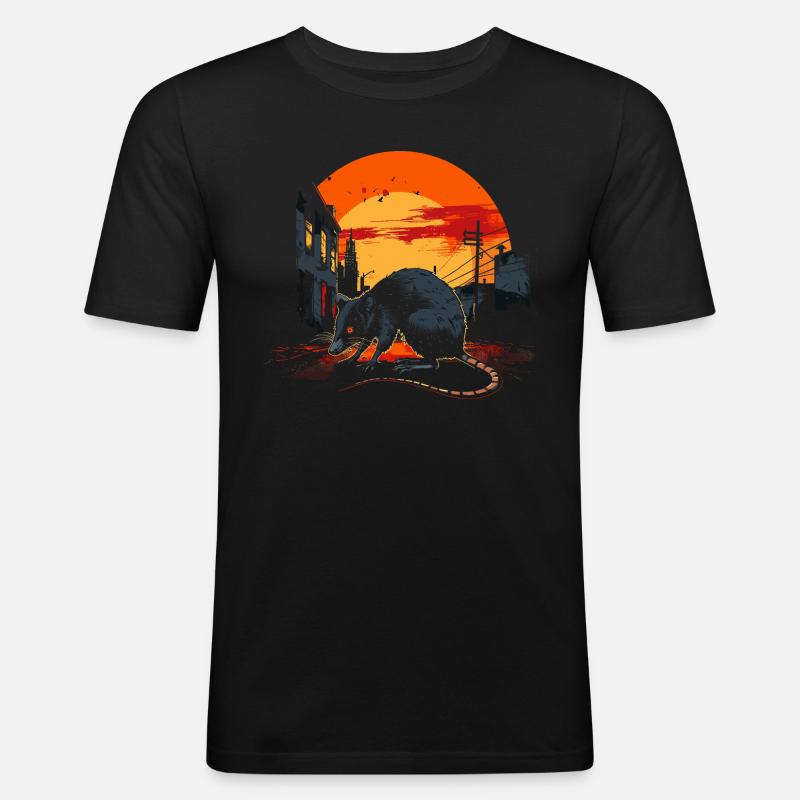 Opossum - Männer Slim Fit T-Shirt - Schwarz