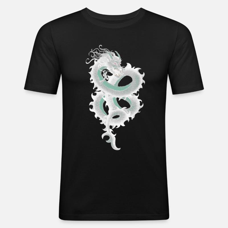 Drachen - Männer Slim Fit T-Shirt - Schwarz
