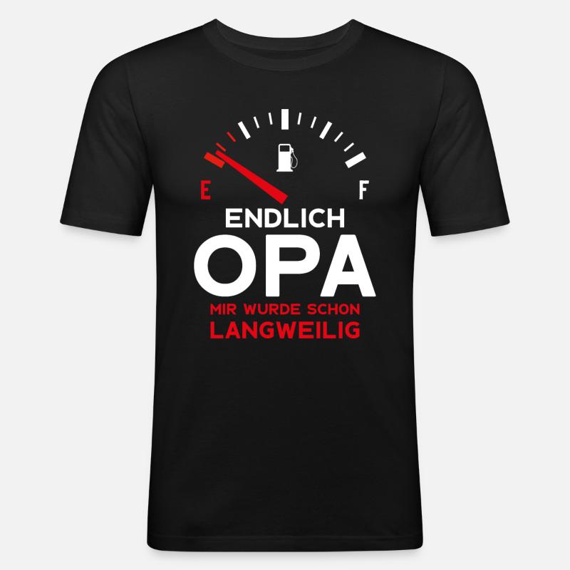 ERSTER ENKEL ENDLICH OPA - Männer Slim Fit T-Shirt - Schwarz