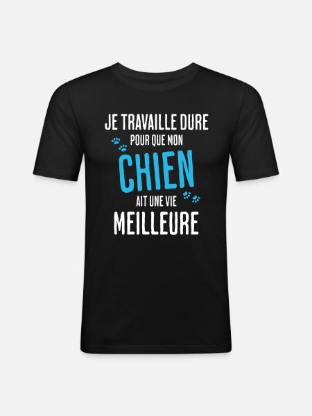 Humour Chien Vie Meilleure - T-shirt près du corps Homme - noir