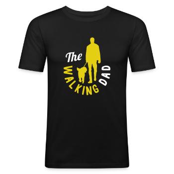 Le papa qui marche - T-shirt près du corps Homme - noir - Devant - Nik (191cm)