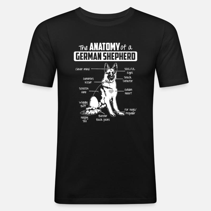 Anatomie deutscher Schäferhund - Männer Slim Fit T-Shirt - Schwarz