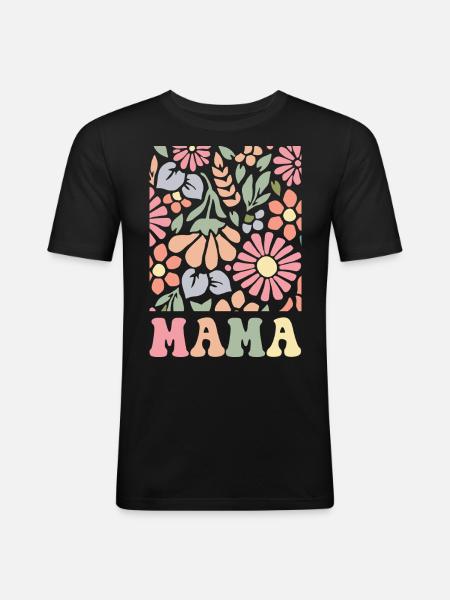 Mama Boho Flora - Men's Slim Fit T-Shirt - black