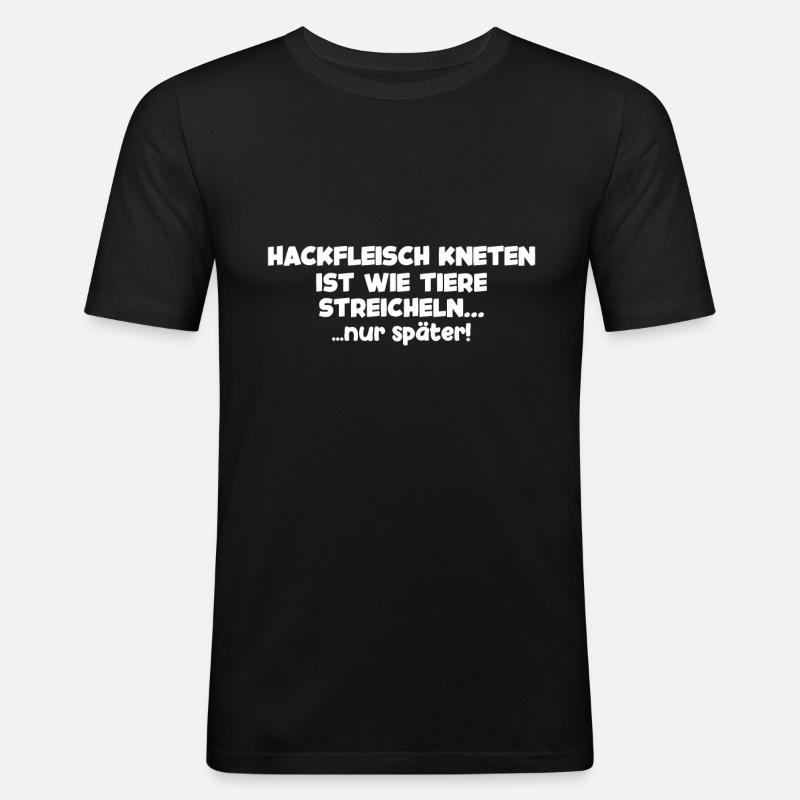 Anti Vegetarisch Essen Fleisch Geschenk - Männer Slim Fit T-Shirt - Schwarz