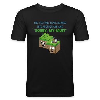 Tremblement de terre - T-shirt près du corps Homme - noir - Devant - Nik (191cm)