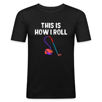 Vacuum Cleaner Cleaning Power Gift - Men's Slim Fit T-Shirt - black - Front - Nik (191cm)