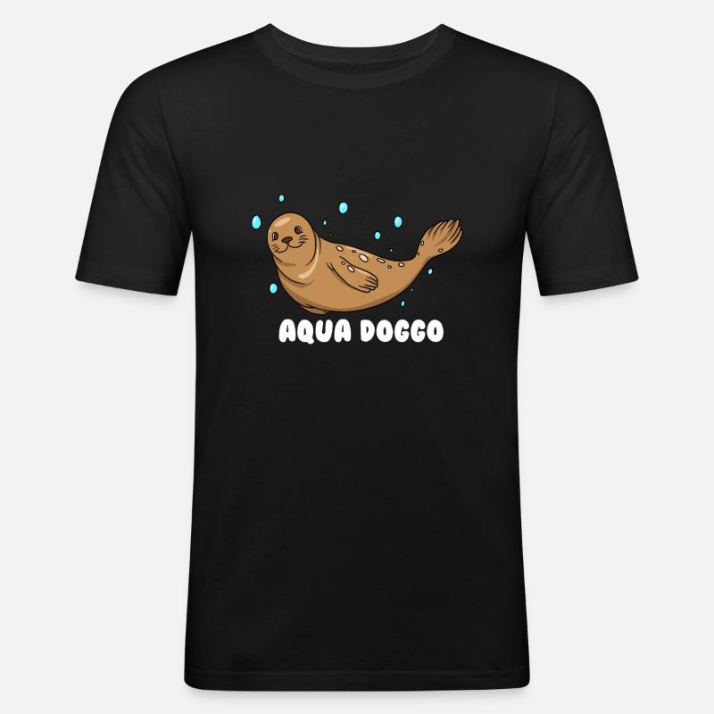 Aqua Doggo - Maglietta aderente da uomo - nero